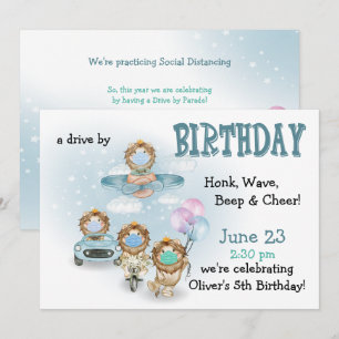 Parade of Lions drive by Birthday Kaart