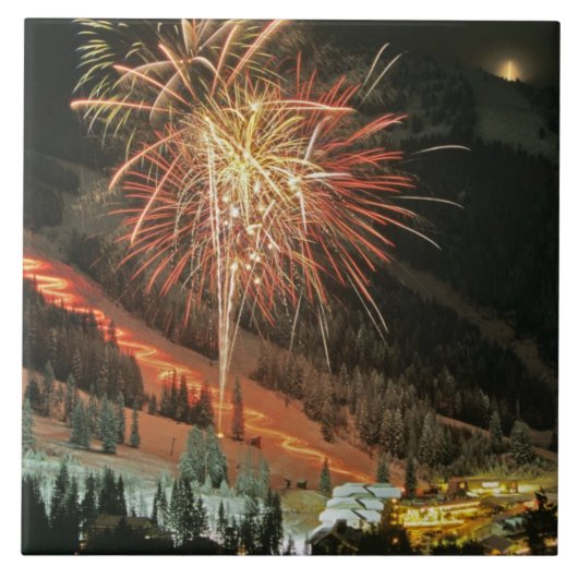 Parade voor torchlight en vuurwerk tijdens de wint tegeltje (Voorkant)