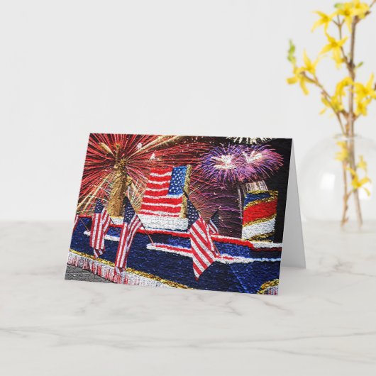 Parade with Statue of Liberty Float and Flag Kaart (Gele Bloem)