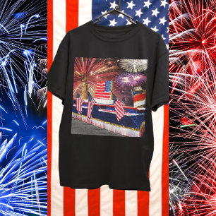 Parade with Statue of Liberty Float and Flag T-shirt