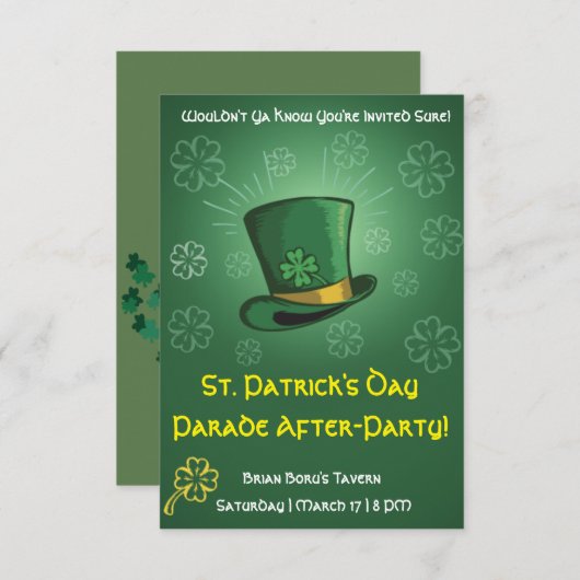Paradefeest! Sint-Patrick's Day Uitnodigingen (Voorkant / Achterkant)