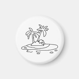 Paradies eiland magneet, lijntekening magneet