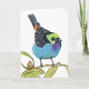 Paradies Tanager Kleurrijke Tropische Vogel Groe Feestdagen Kaart