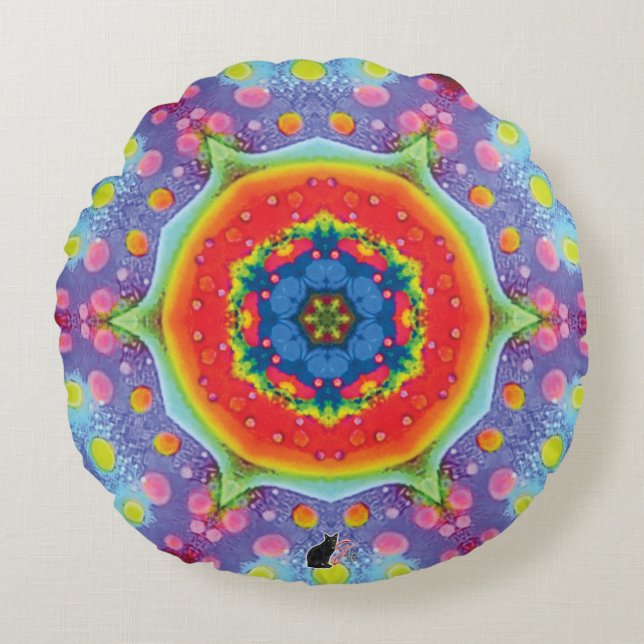Paradigm Kaleidoscoop Rond Kussen (Voorkant)