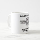 Paradigmaverschuiving begint met psychologie koffiemok (Voorkant links)