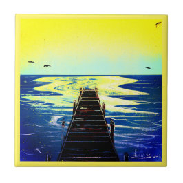 Paradijs aan het strand tegeltje