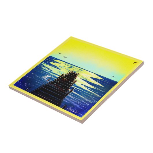 Paradijs aan het strand tegeltje (Zijkant)