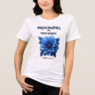 PARADIJS BLAUWE DAHLIA WITTE BLOMEN LENTE DAMES Tri-Blend SHIRT