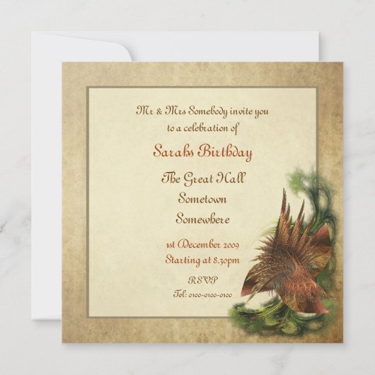 Paradijs Bloem Fractale Uitnodigingen (Achterkant)