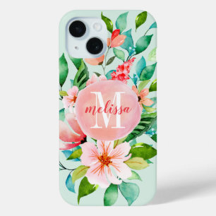 Paradijs Bloemige Waterverf Monogram iPhone 15 Case