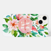 Paradijs Bloemige Waterverf Monogram Case-Mate iPhone Case (Achterkant (horizontaal))
