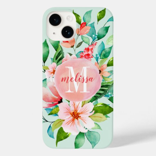 Paradijs Bloemige Waterverf Monogram Case-Mate iPhone Case (Achterkant)