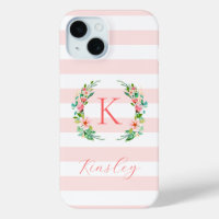 Paradijs Bloemmotief en Roze Strepen Monogram