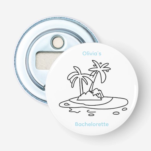 Paradijs eiland flesopener, vakantie button flesopener (Voorkant)