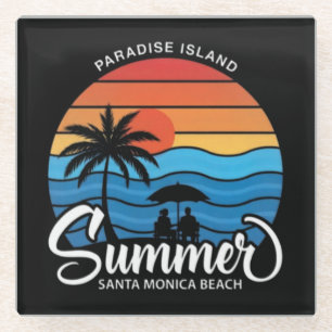 Paradijs Eiland Santa Monica Beach-35307 Glazen Onderzetter