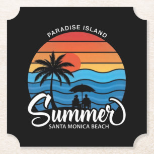Paradijs Eiland Santa Monica Beach-35307 Kartonnen Onderzetters