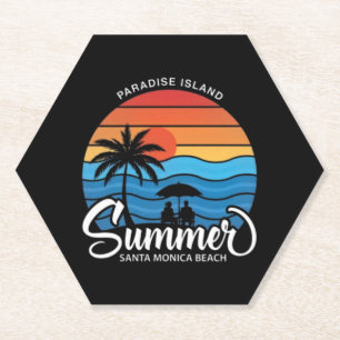 Paradijs Eiland Santa Monica Beach-35307 Kartonnen Onderzetters