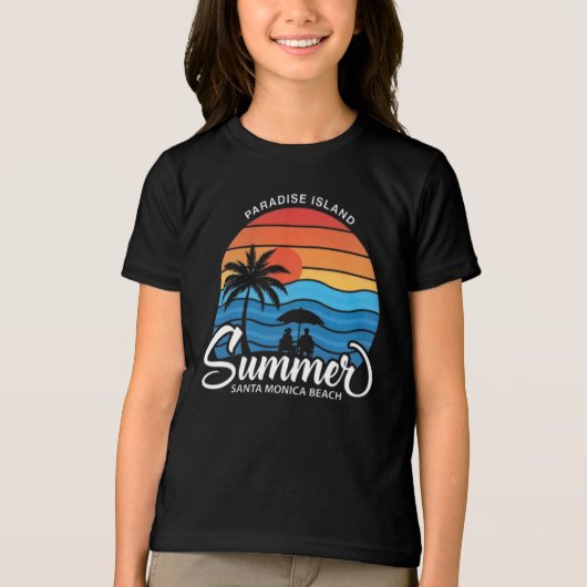Paradijs Eiland Santa Monica Beach-35307 Tri-Blend Shirt (Voorkant)