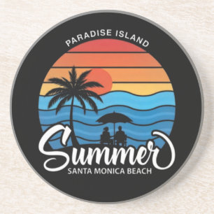 Paradijs Eiland Santa Monica Beach-35307 Zandsteen Onderzetter