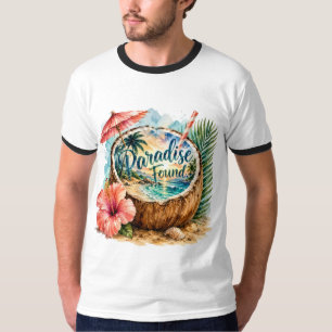 Paradijs Gevonden Tropisch Kokosnoot Strand T-Shir T-shirt
