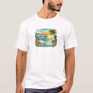 Paradijs Gevonden Tropisch Strand Zonsondergang T- T-shirt