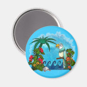 Paradijs HAWAII Papegaai & Hibiscus Magneet (Voorkant / Achterkant)