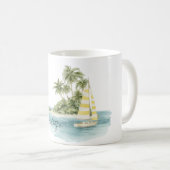 Paradijs Palmbomen Eiland Boot Koffiemok (Voorkant rechts)