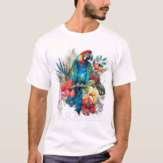 Paradijs Parrot Tropische Vogel Vakantie Strandblo T-shirt