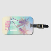 Paradijs Retro Pastel Strand Palmboom Bagagelabel (Voorkant (horizontaal))