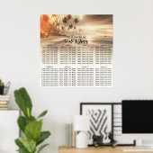 Paradijs Strand Zonsondergang Kust Bruiloft Zitpla Poster (Thuiskantoor)
