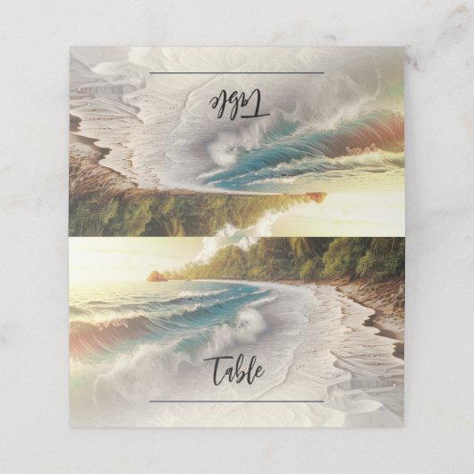 Paradijs Strand Zonsondergang Kust Tafel Stoel Tro Plaatskaartje (Buitenkant ongevouwen)