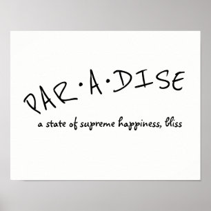 paradijs typografie poster vet zwart-wit
