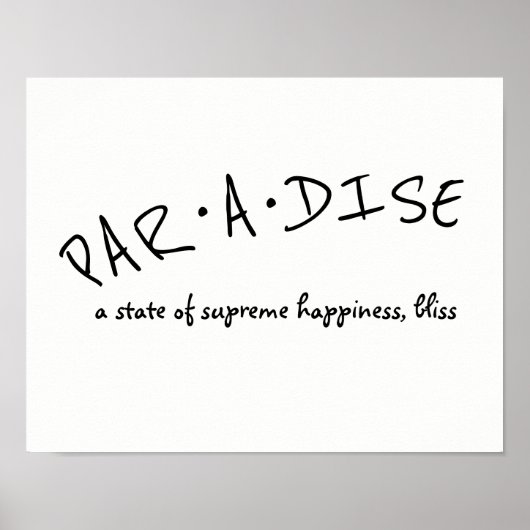 paradijs typografie poster vet zwart-wit (Voorkant)