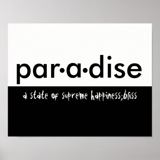 paradijs typografie poster zwart-wit (Voorkant)
