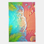 Paradijselijk Strand met Roze Zand Design Theedoek (Verticaal)