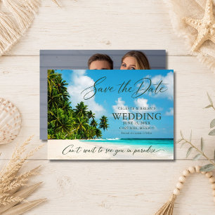 Paradijselijke Bestemming Trouwfoto Save The Date