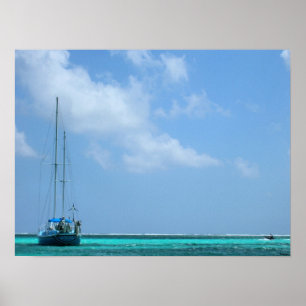 paradijselijke bootscène poster