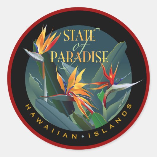 Paradijselijke staat ronde sticker (Voorkant)