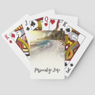 Paradijselijke Strandzonsondergang Kust Bruiloft Pokerkaarten