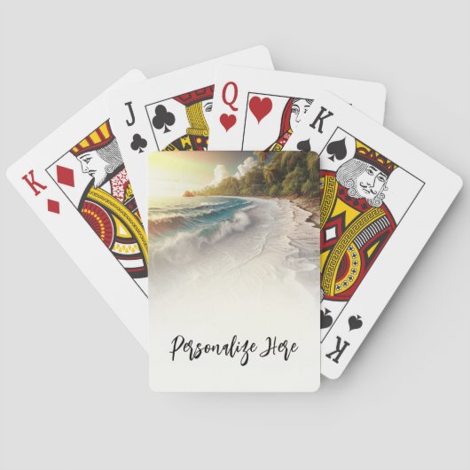 Paradijselijke Strandzonsondergang Kust Bruiloft Pokerkaarten (Achterkant)