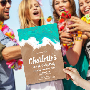 Paradijselijke Tropische Strand Verjaardagsfeest Kaart