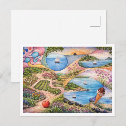 Paradijselijke tuin briefkaart (Voorkant / Achterkant)
