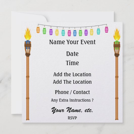 Paradijsfeest / Luau - SRF Kaart (Achterkant)