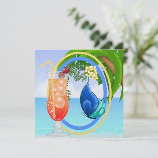 Paradijsstrand Uitnodiging (Staand voorkant)