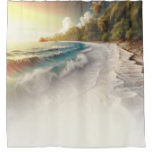 Paradijsstrand Zonsondergang Rustieke Kust Douchegordijn (Voorkant)