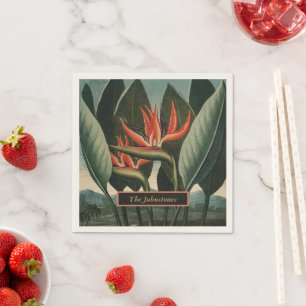 Paradijsvogel Antieke Flora Tempel met Naam Servet