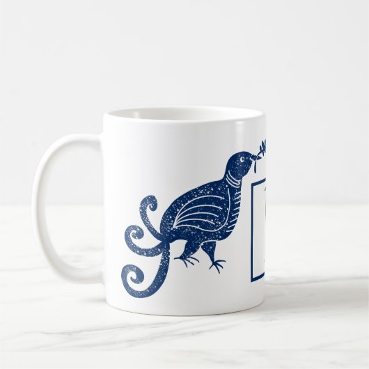 Paradijsvogel blauw monogram koffiemok (Links)