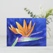Paradijsvogel Bloem Aquarel Kunst Uitnodiging (Staand voorkant)