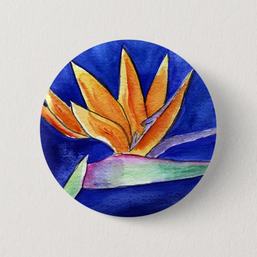 Paradijsvogel Bloem Kunst Knop of Speld Ronde Button 5,7 Cm (Voorkant)