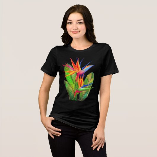 Paradijsvogel Bloem Strelitzia Tri-Blend Shirt (Voorkant volledig)